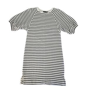 SOAKED IN LUXURY black / off white Striped Shift t-shirt Dress size s